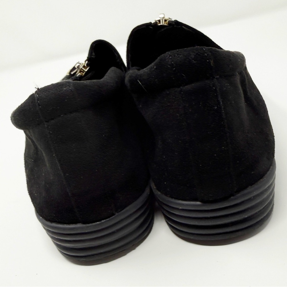 Anne Klein Jada Black Faux Suede Zipper Accent Detail Slip-On Shoes Size 10 - Picture 6 of 13